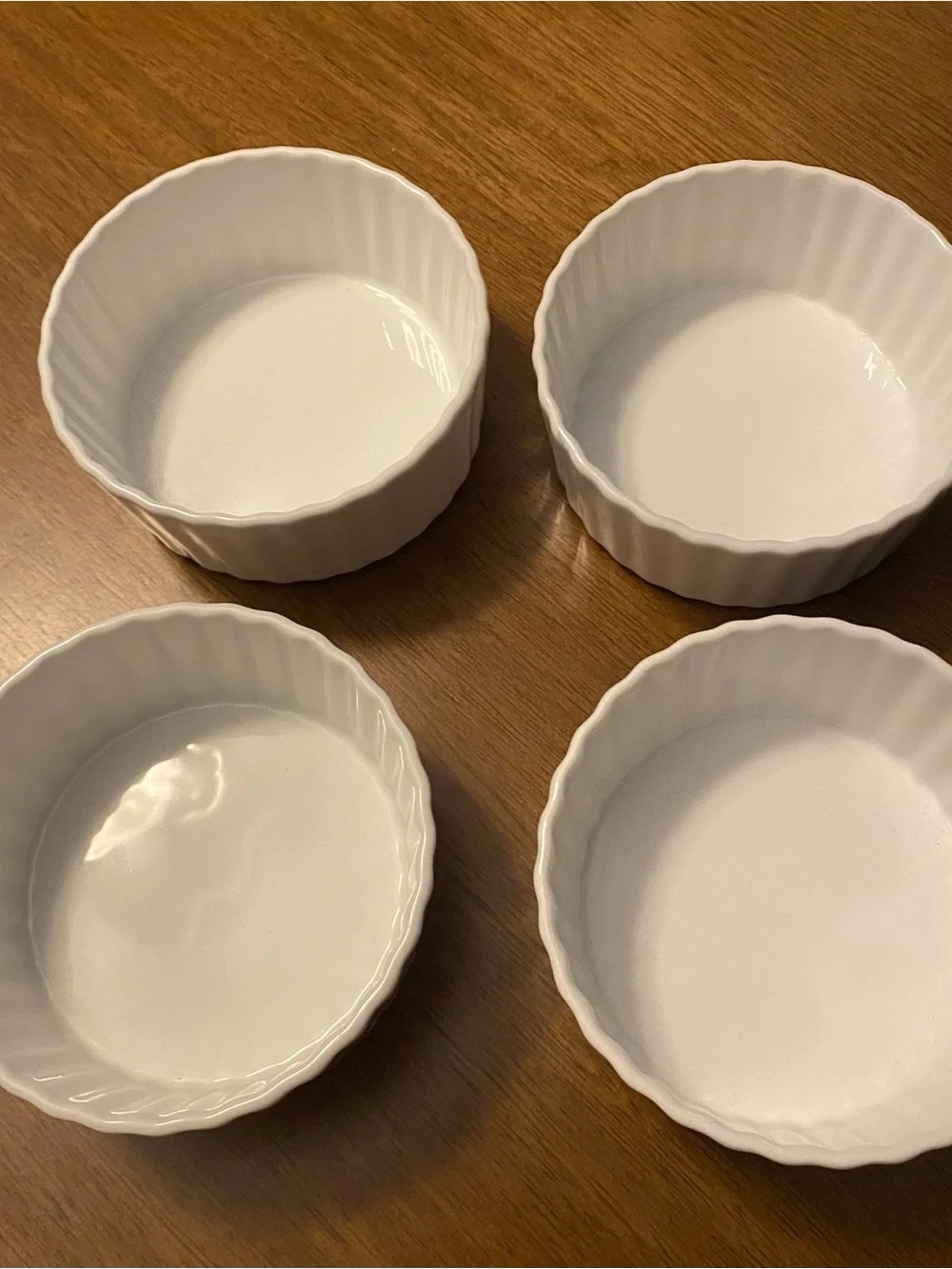 Crate&Barrel White Porcelain Fluted Ramekin Set 4